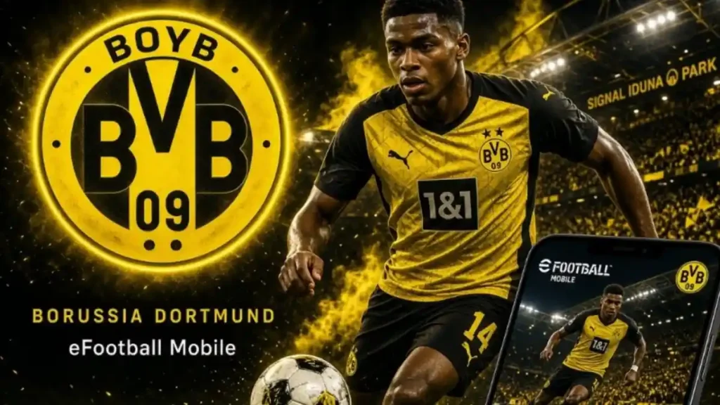 Borussia Dortmund Official Partnership Back In eFootball Mobile 2025 Yellow Black Kits