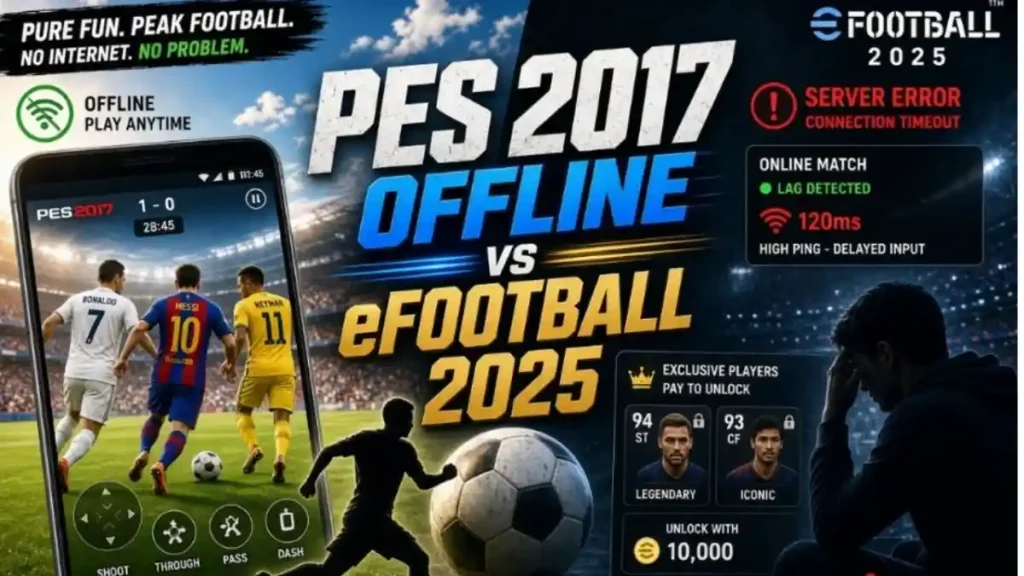 PES 2017 Offline vs Modern eFootball 2025 Comparison Android